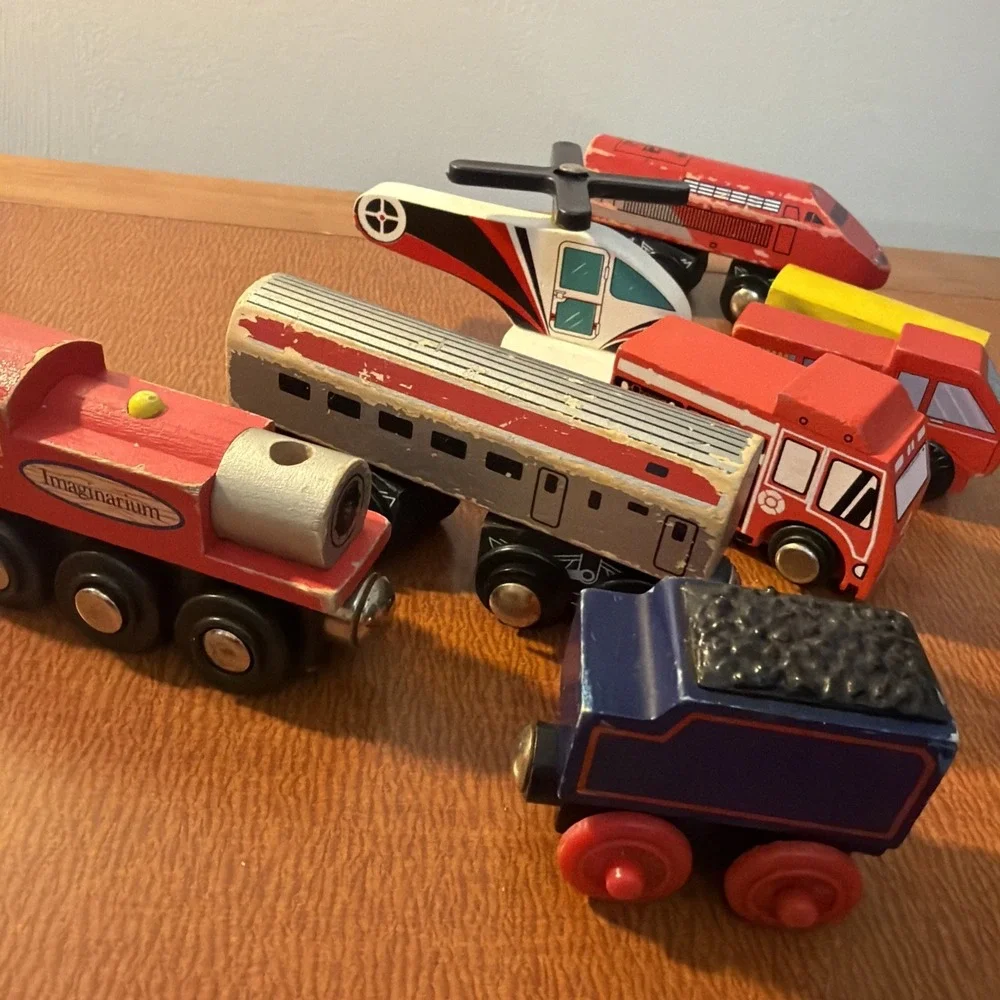 Wooden‎ Trains Lot: Trevor Plus 7 Unbranded Vehicles